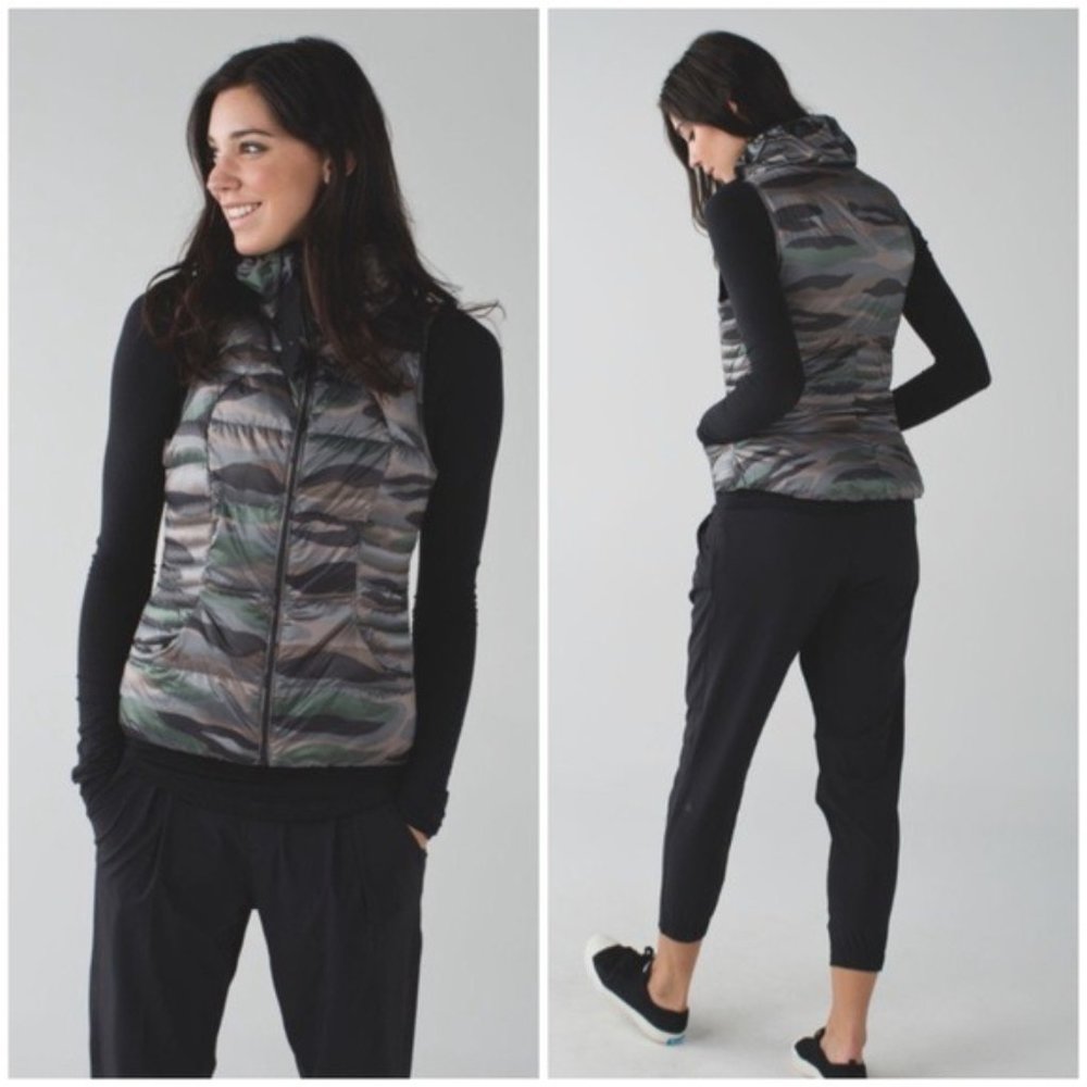 lululemon athletica Camo Quilted Puffer Vest in Olive/Gray